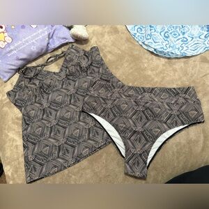 Geometric Print Bikini Set - Neutral Tones